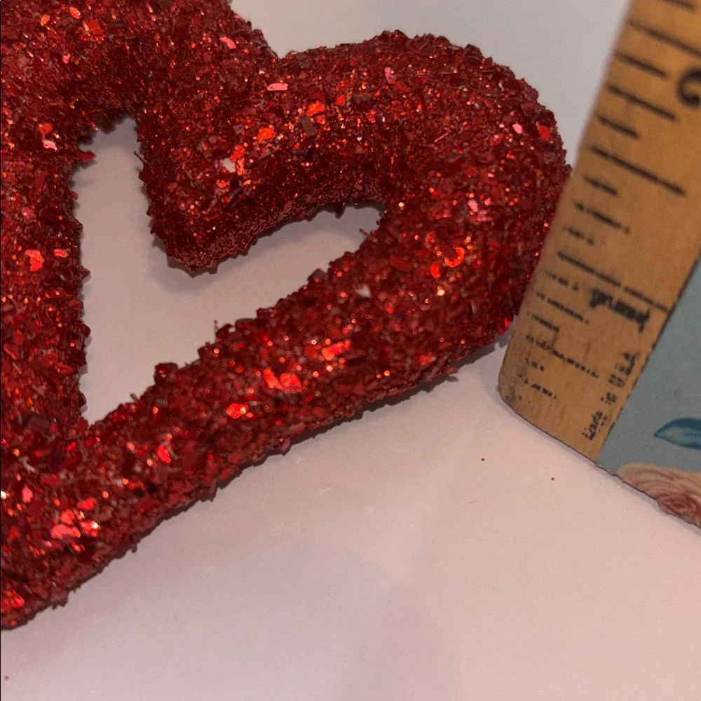 Red Heart Pics Red Glitter Floral Picks Set of 32 NWT Glitter Hearts Pics